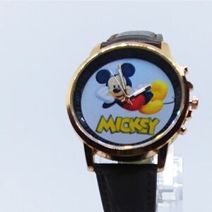 Mickey Cartoon Face Watch Brown Band